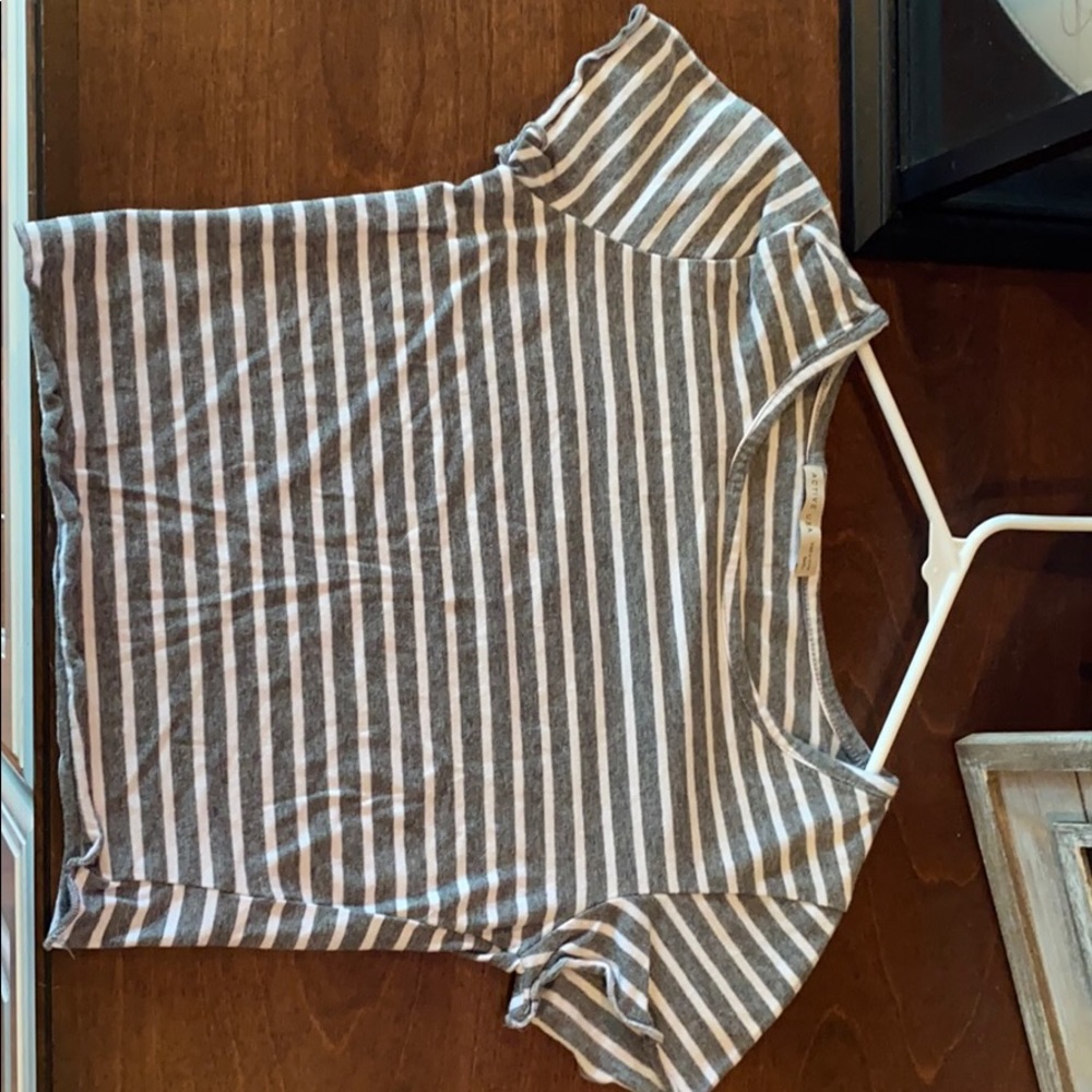 Grey and white striped shirt